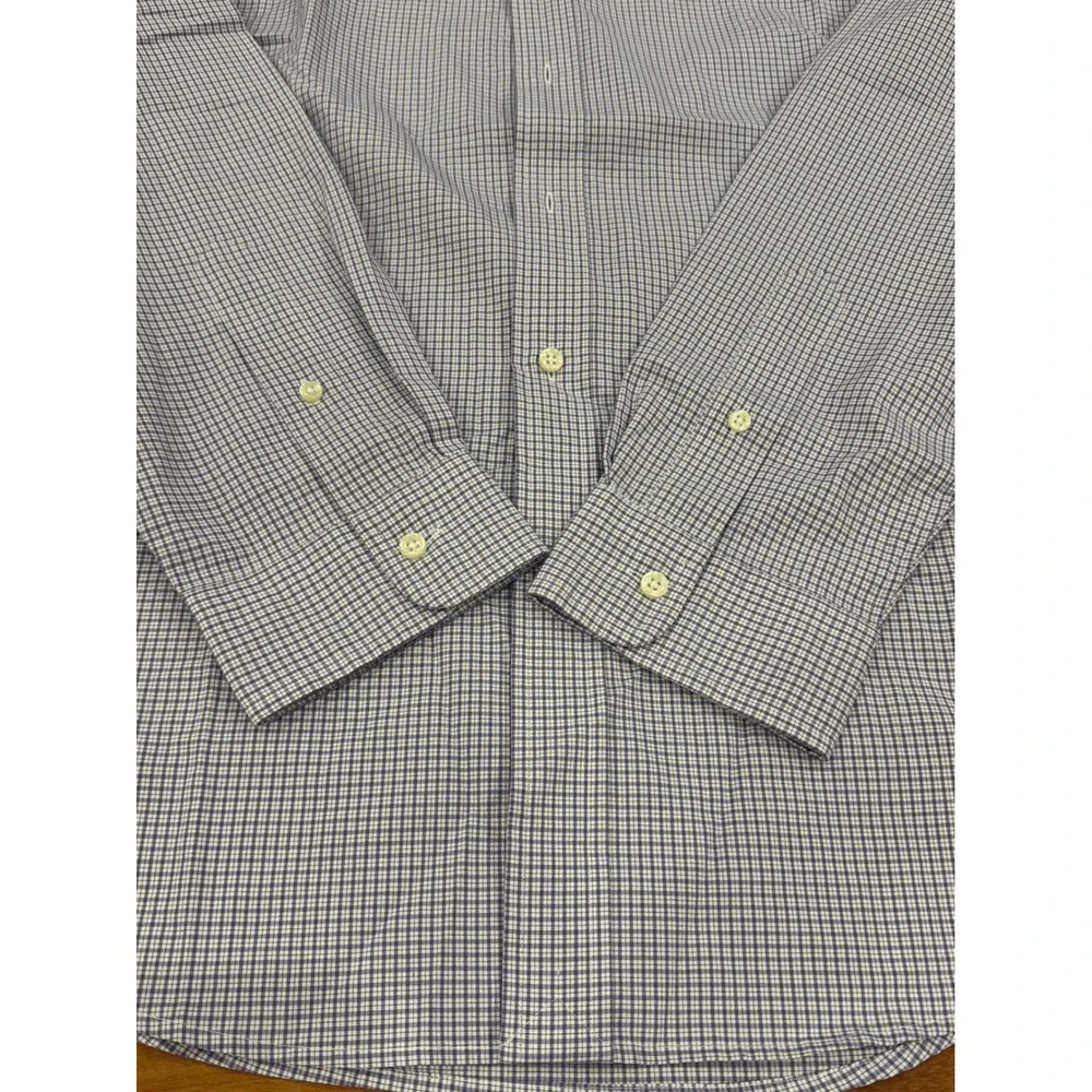 NWT Polo Ralph Lauren Button Down Mens Purple Navy Micro Check Classic Fit L
